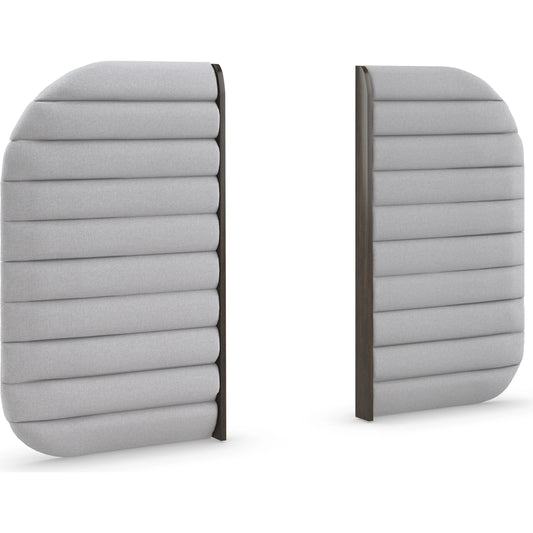 La Moda Upholstered Bed Side Panels by Caracole in gray and sepia. Made from birch in a modern style.