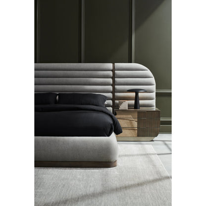 La Moda Upholstered Bed Side Panels by Caracole in gray and sepia. Made from birch in a modern style.