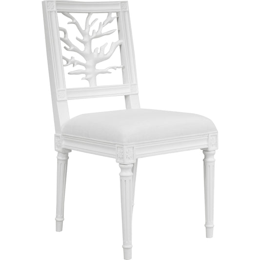 McKay Coral Motif Back Dining Chair by Worlds Away in white. Made from unique in a coastal style.