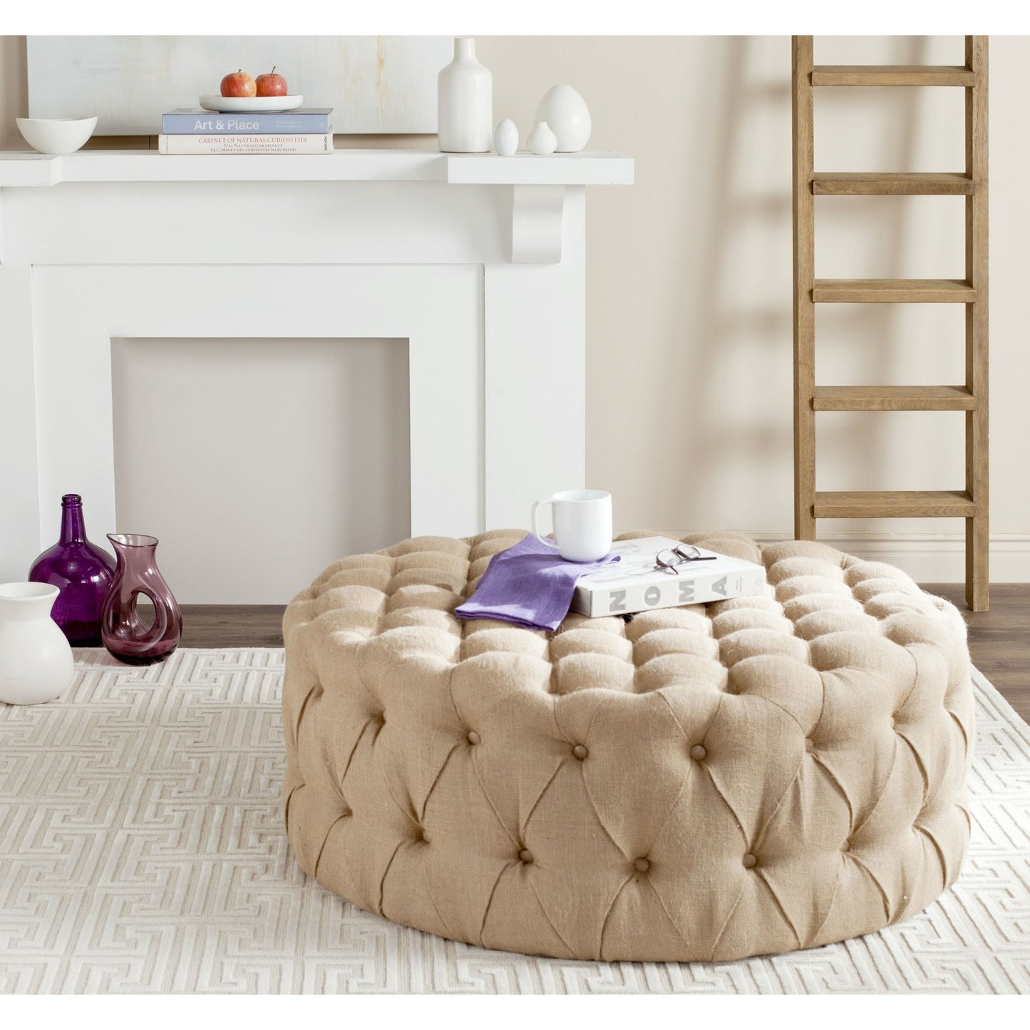 028 O-SAFAVIEH-MCR4638C | Lifestyle | Pushmataha Ottoman by HedgeApple Essentials. Made from unique in a traditional style.