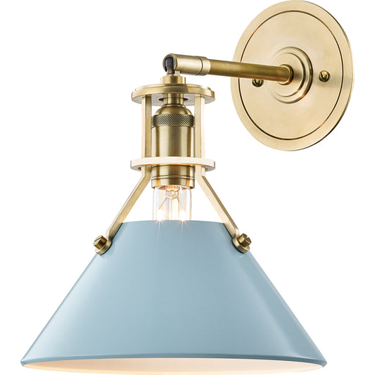 Painted NO.2 Wall Sconce by Hudson Valley. Made from brass in a cottage & farmhouse style.
