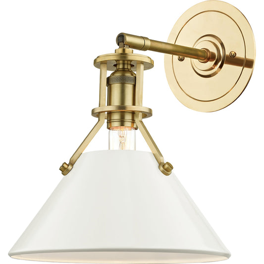 Painted NO.2 Wall Sconce by Hudson Valley. Made from brass in a cottage & farmhouse style.