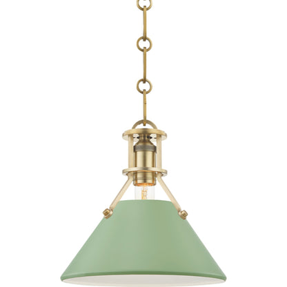 Painted NO.2 Pendant by Hudson Valley. Made from brass in a cottage & farmhouse style.