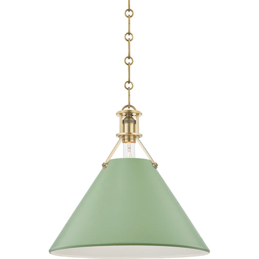 Painted NO.2 Pendant by Hudson Valley. Made from brass in a cottage & farmhouse style.