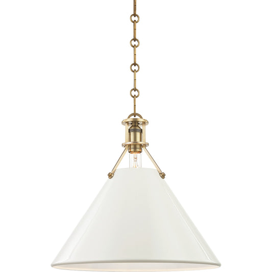 Painted NO.2 Pendant by Hudson Valley. Made from brass in a cottage & farmhouse style.
