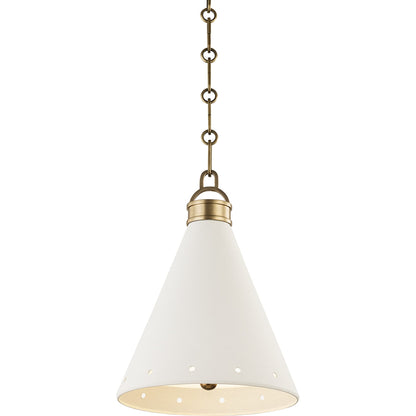 Plaster NO.1 1 Light Pendant by Hudson Valley in aged brass white plaster. Made from steel in a modern style.