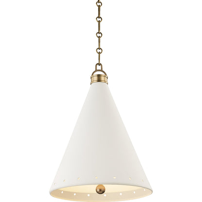 Plaster NO.1 1 Light Pendant by Hudson Valley in aged brass white plaster. Made from steel in a modern style.