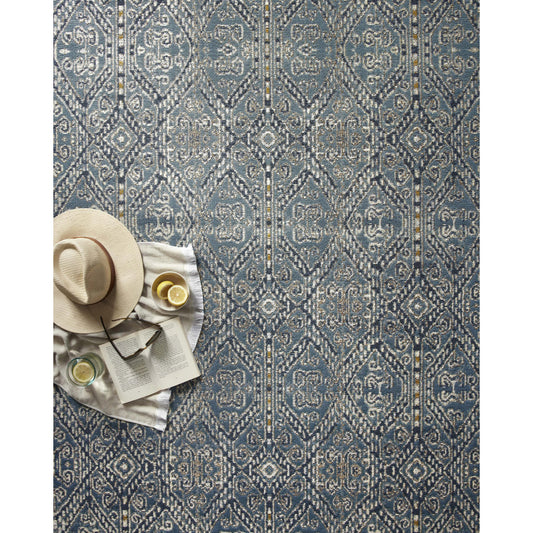 Mika MIK-05 Rug by Loloi in ocean. Made from polyester, polypropylene in a traditional style.