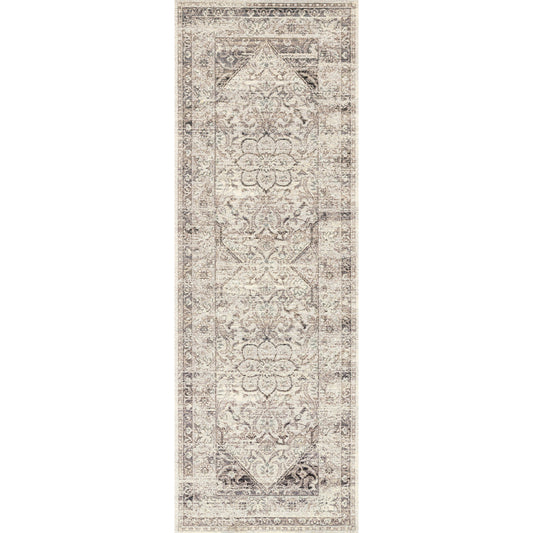 Mika MIK-12 Rug by Loloi in stone, ivory. Made from polyester, polypropylene in a traditional style.