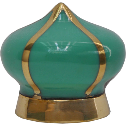 Miranda Pointed Knob with Brass Detail by Worlds Away in teal. Made from metal, resin in a eclectic & global style.