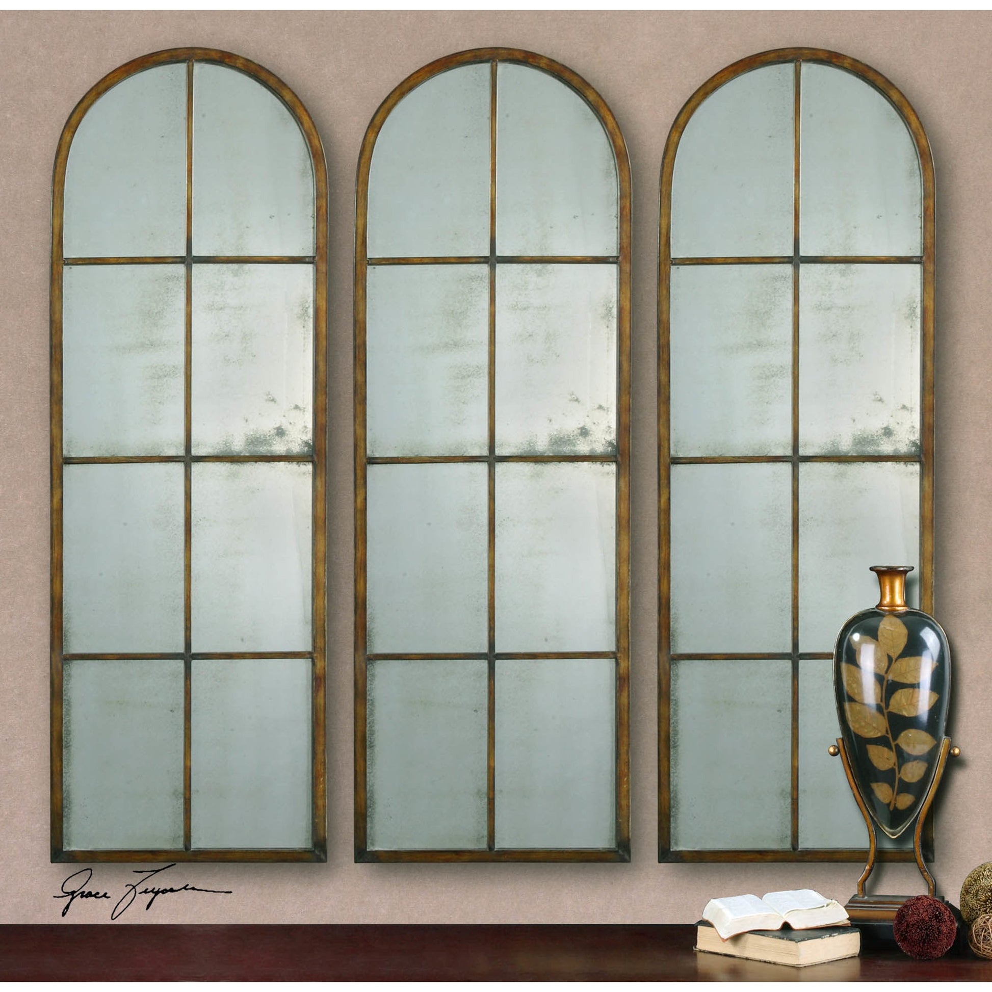 Amiel Mirror by Uttermost in brown. Made from metal in a modern style.