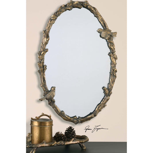 Paza Vine Mirror by Uttermost in gold. Made from iron, resin, mdf, glass in a cottage & farmhouse style.