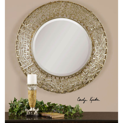 Alita Woven Metal Mirror by Uttermost in light. Made from glass, iron, mdf in a modern style.