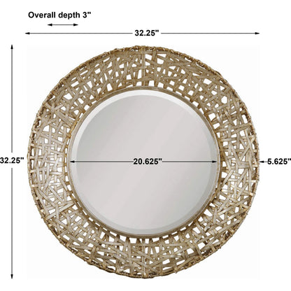 Alita Woven Metal Mirror by Uttermost in light. Made from glass, iron, mdf in a modern style.