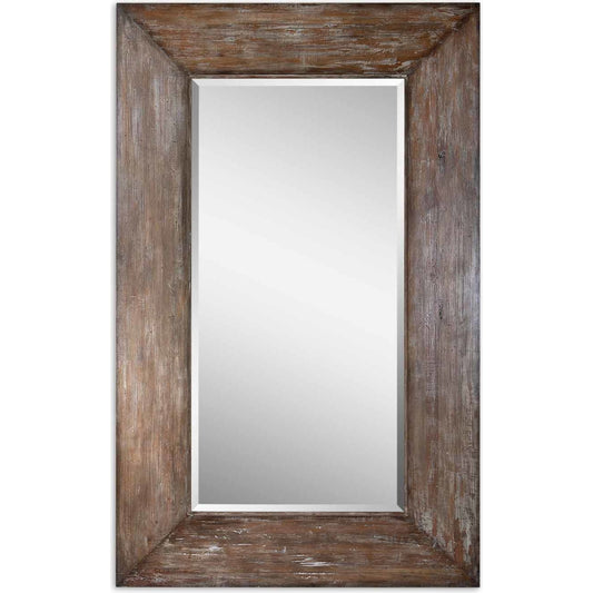 Langford Large Wood Mirror by Uttermost. Made from chinese poplar, glass, plywood in a cottage & farmhouse style.