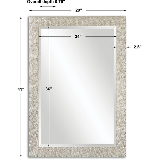Porcius Mirror by Uttermost in silver. Made from pinewood in a transitional style.