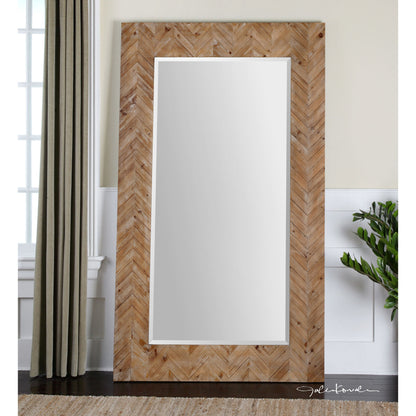 Demetria Oversized Wooden Mirror by Uttermost. Made from fir, mdf, glass in a cottage & farmhouse style.