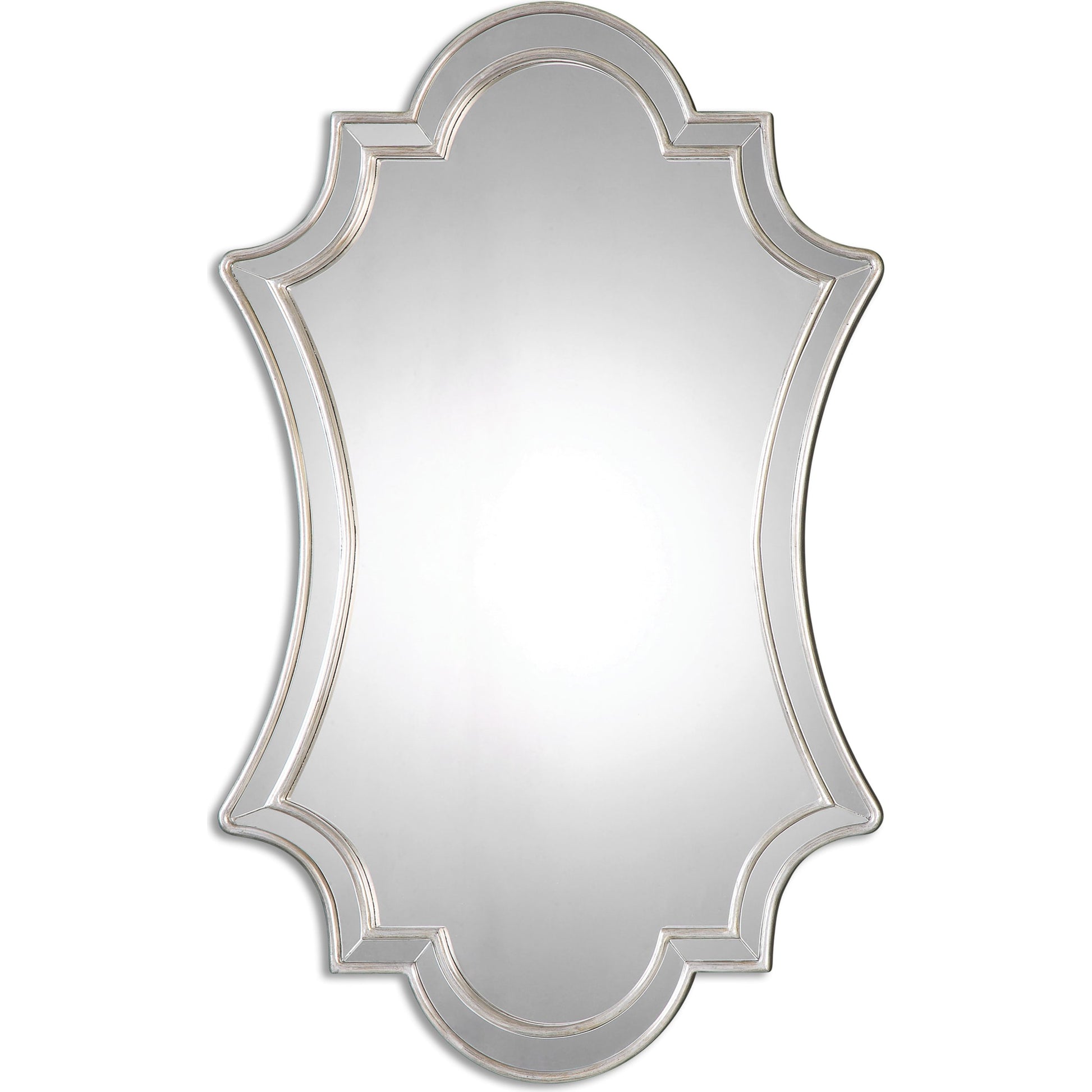 Elara Wall Mirror by Uttermost in silver. Made from pu leather, mdf, glass in a transitional style.