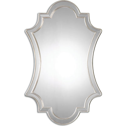Elara Wall Mirror by Uttermost in silver. Made from pu leather, mdf, glass in a transitional style.