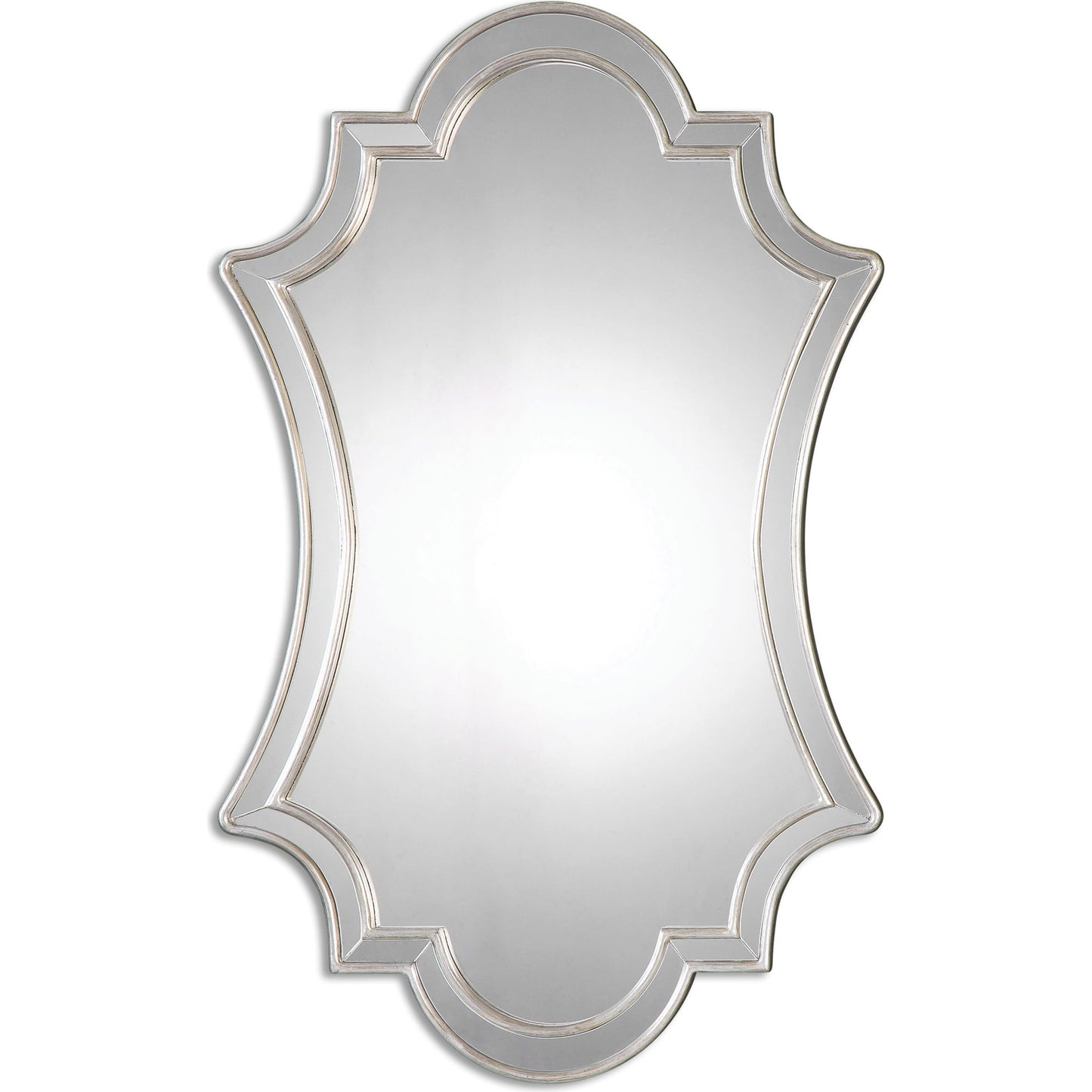001 S-251758 | Primary Silo | Elara Wall Mirror by Uttermost in silver. Made from pu leather, mdf, glass in a transitional style.