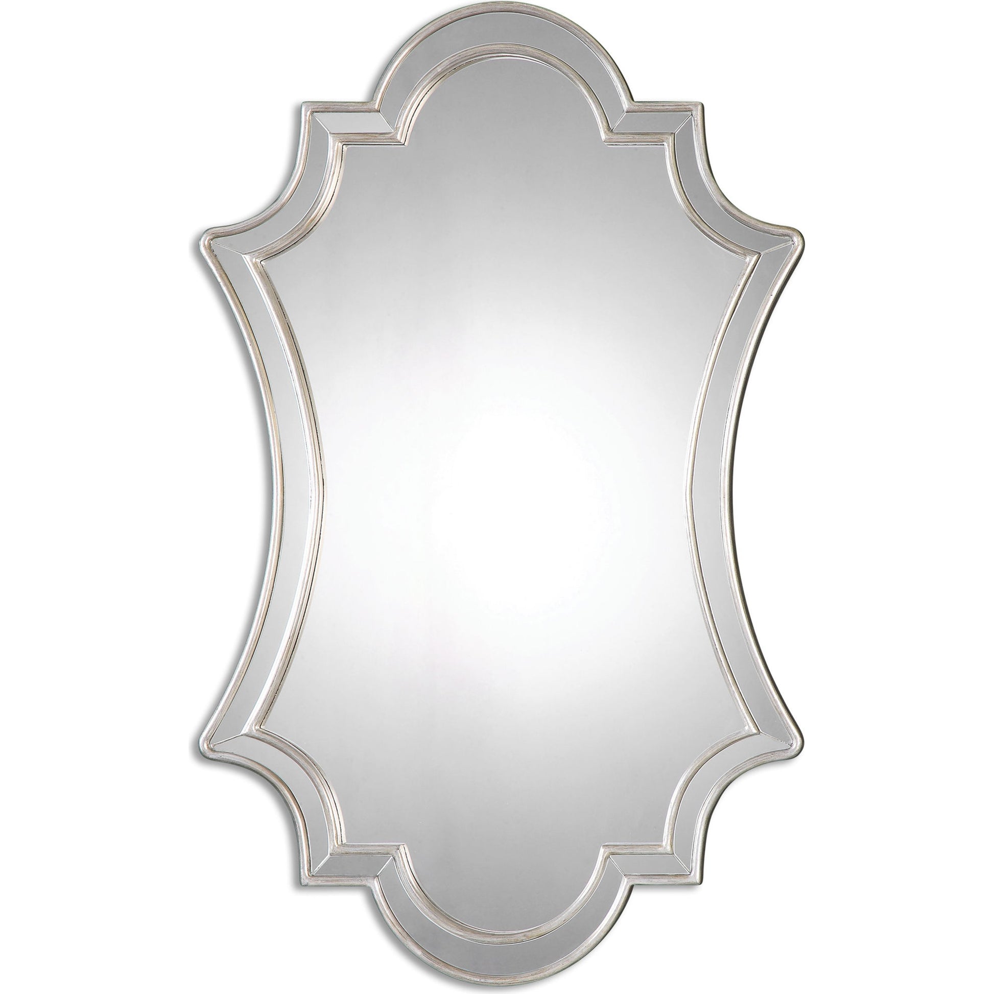 Elara Wall Mirror by Uttermost in silver. Made from pu leather, mdf, glass in a transitional style.