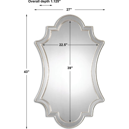 Elara Wall Mirror by Uttermost in silver. Made from pu leather, mdf, glass in a transitional style.