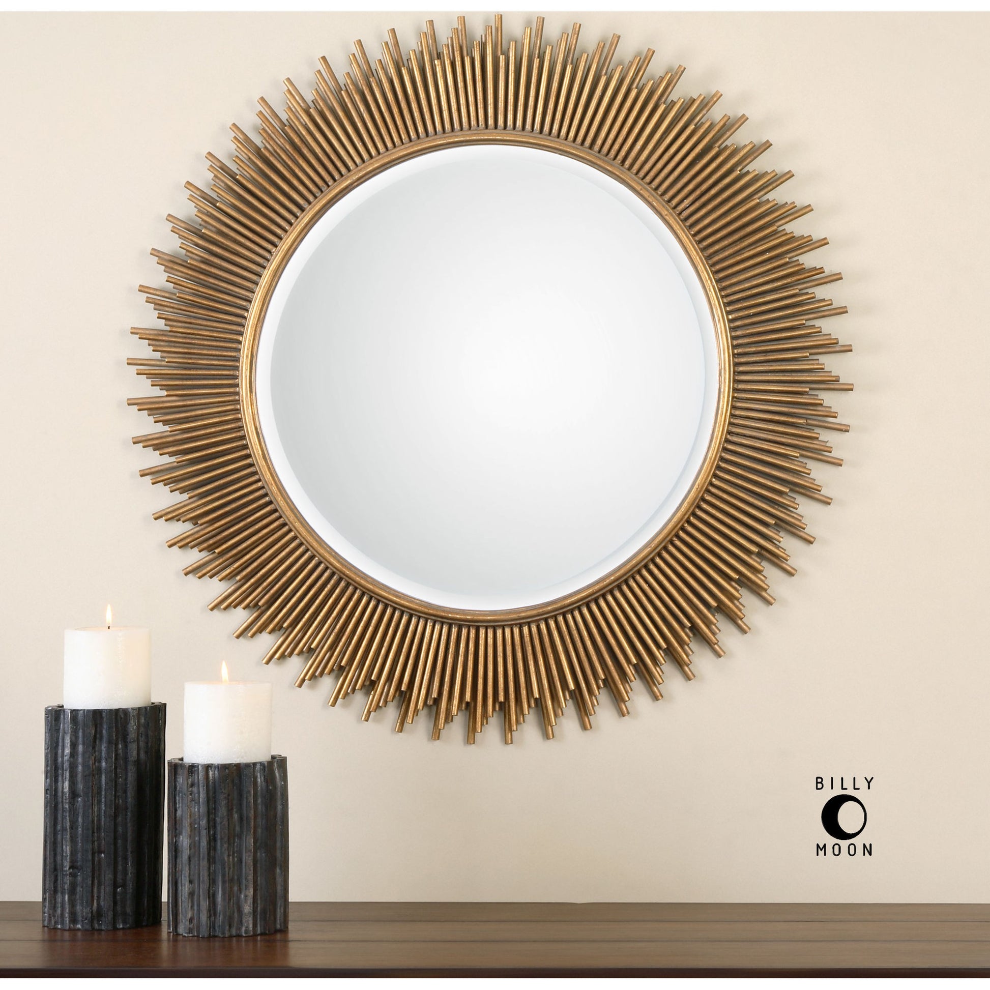 Marlo Mirror by Uttermost in gold. Made from iron, mirror, mdf in a modern style.