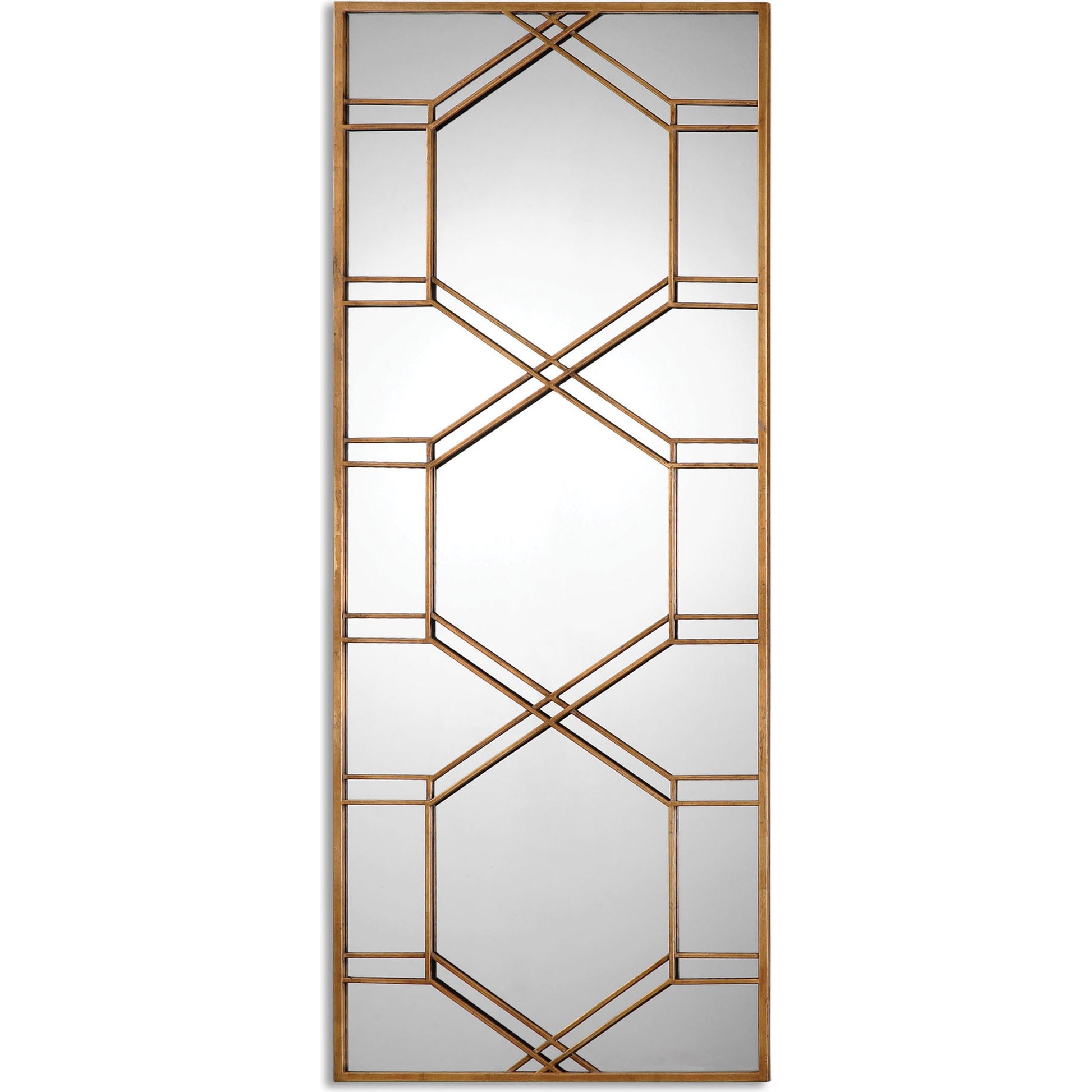 Kennis Leaner Mirror by Uttermost in gold. Made from metal, mirror, mdf in a transitional style.