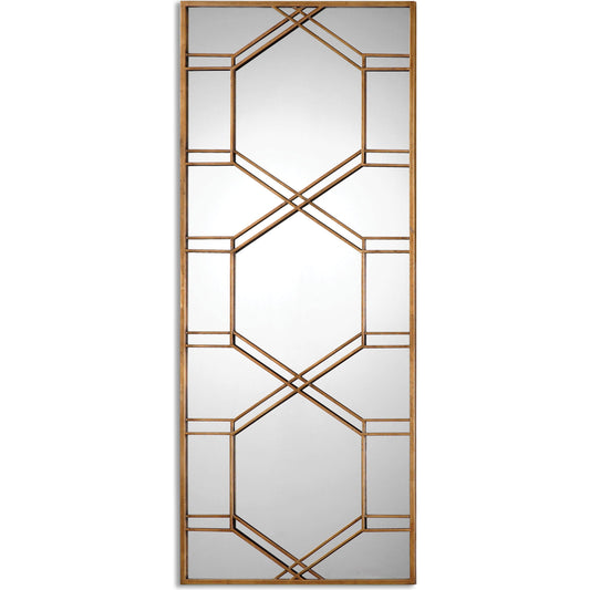 Kennis Leaner Mirror by Uttermost in gold. Made from metal, mirror, mdf in a transitional style.