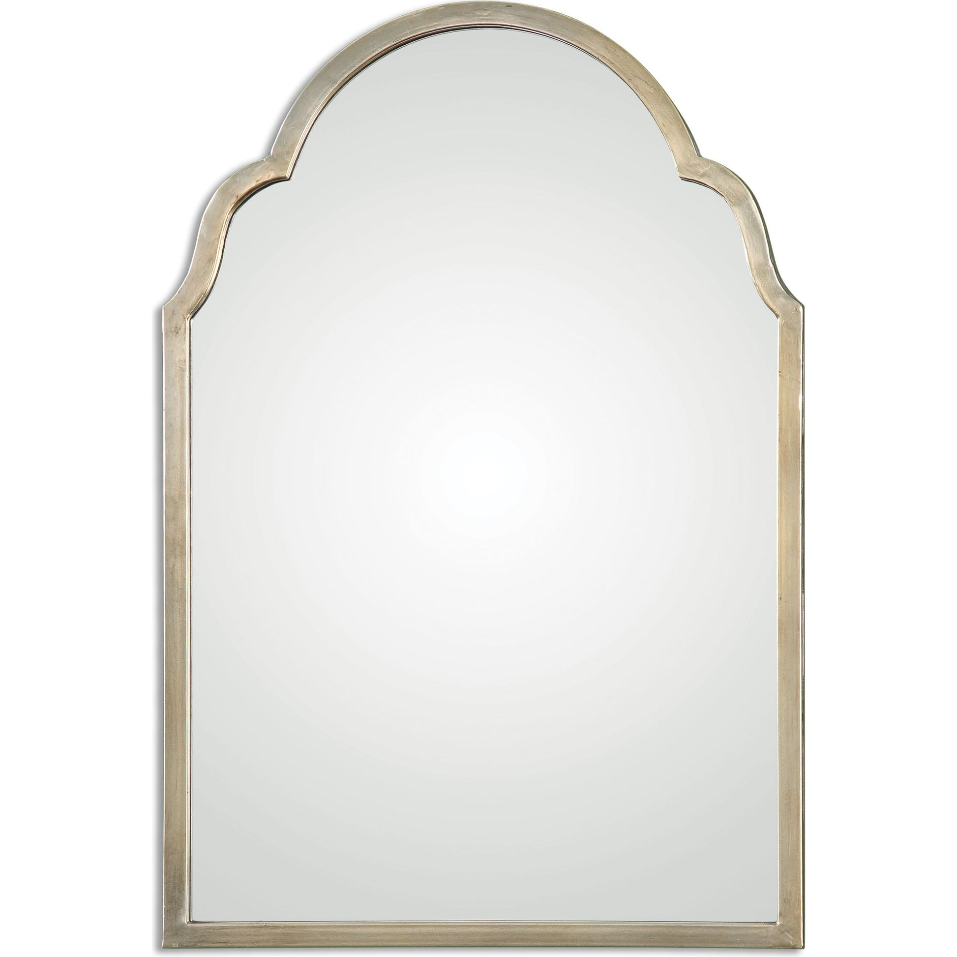 Brayden Arched Mirror by Uttermost in silver. Made from metal in a traditional style.