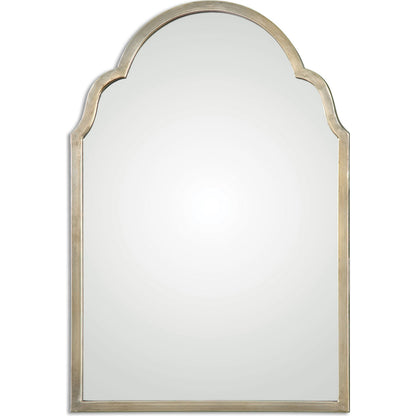 Brayden Arched Mirror by Uttermost in silver. Made from metal in a traditional style.