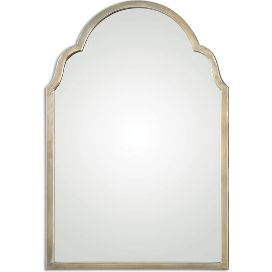 Brayden Arched Mirror by Uttermost in silver. Made from metal in a traditional style.