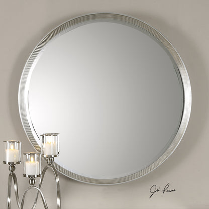 Serenza Mirror by Uttermost in silver. Made from pu leather, mdf, glass in a modern style.