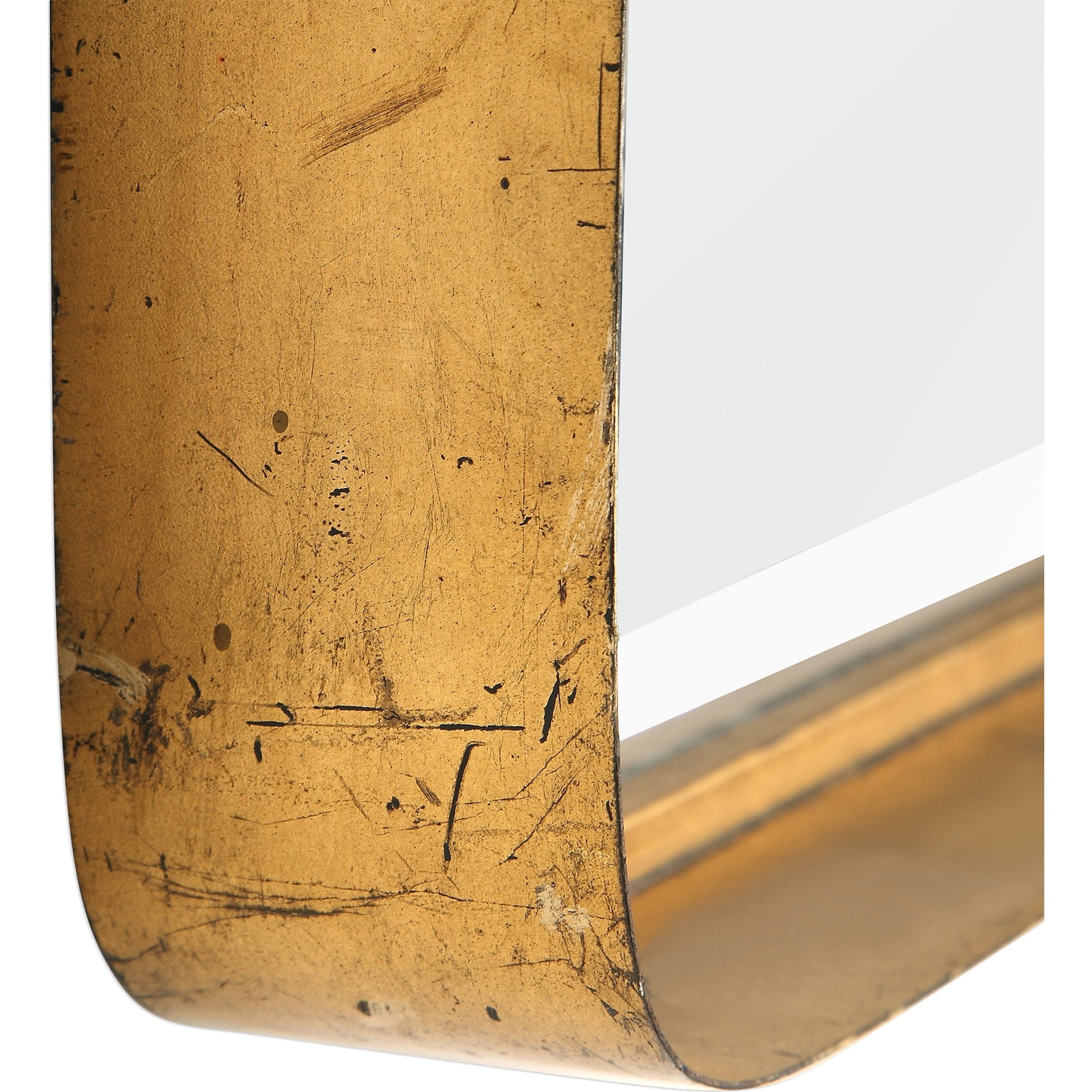 Crofton Vanity Mirror by Uttermost in gold. Made from metal in a modern style.