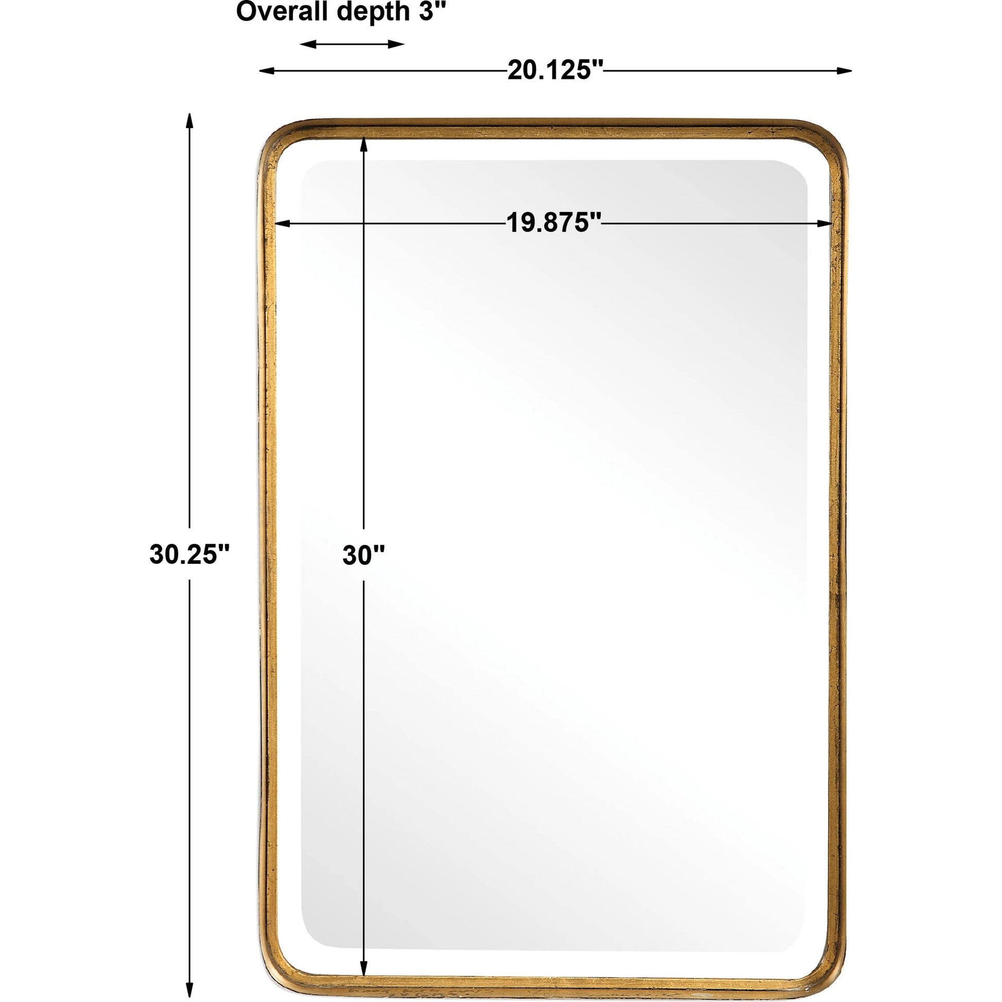 Crofton Vanity Mirror by Uttermost in gold. Made from metal in a modern style.