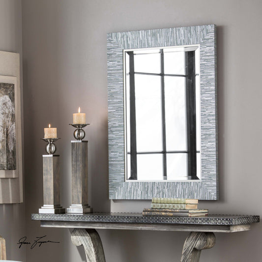 Belaya Gray Wood Mirror by Uttermost in gray. Made from pine in a modern style.