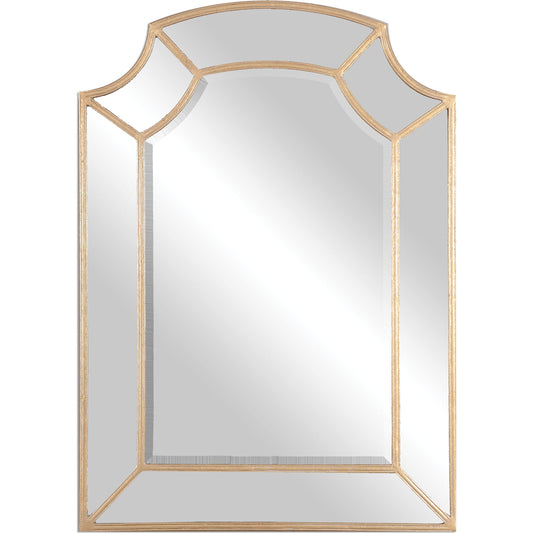 Francoli Mirror by Uttermost in gold. Made from metal in a traditional style.