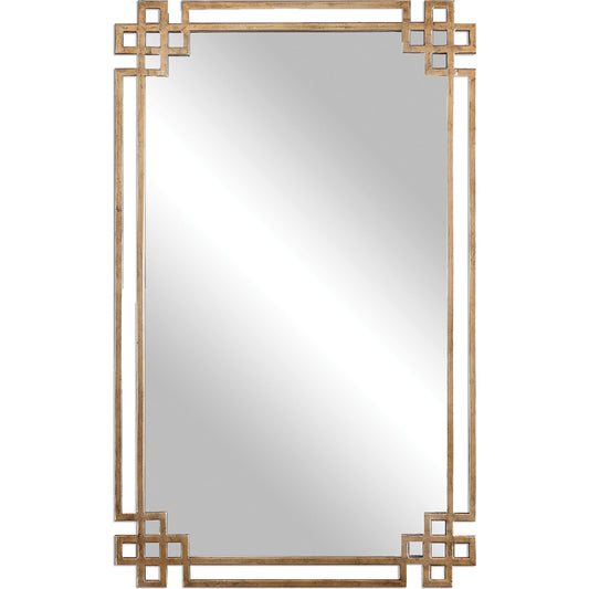 Devoll Mirror by Uttermost in gold. Made from metal in a traditional style.