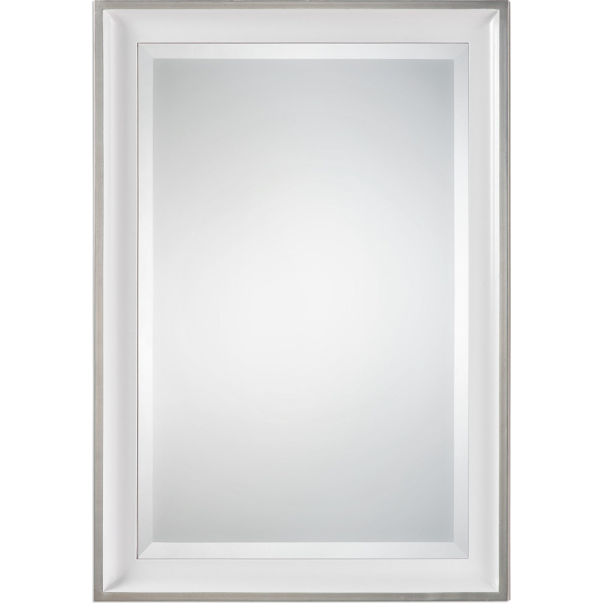 Lahvahn White Silver Mirror by Uttermost in silver. Made from fir in a modern style.
