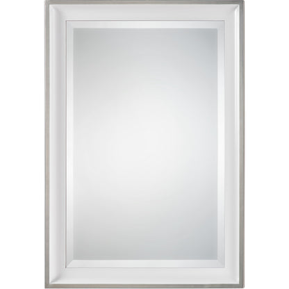 Lahvahn White Silver Mirror by Uttermost in silver. Made from fir in a modern style.