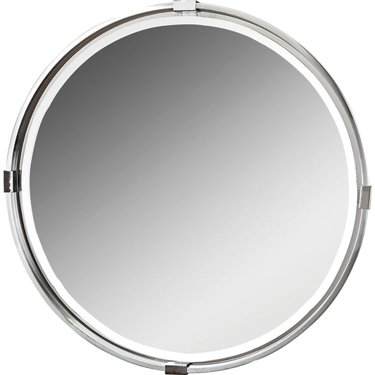 Tazlina Round Mirror by Uttermost in nickel. Made from glass, metal, mdf in a modern style.