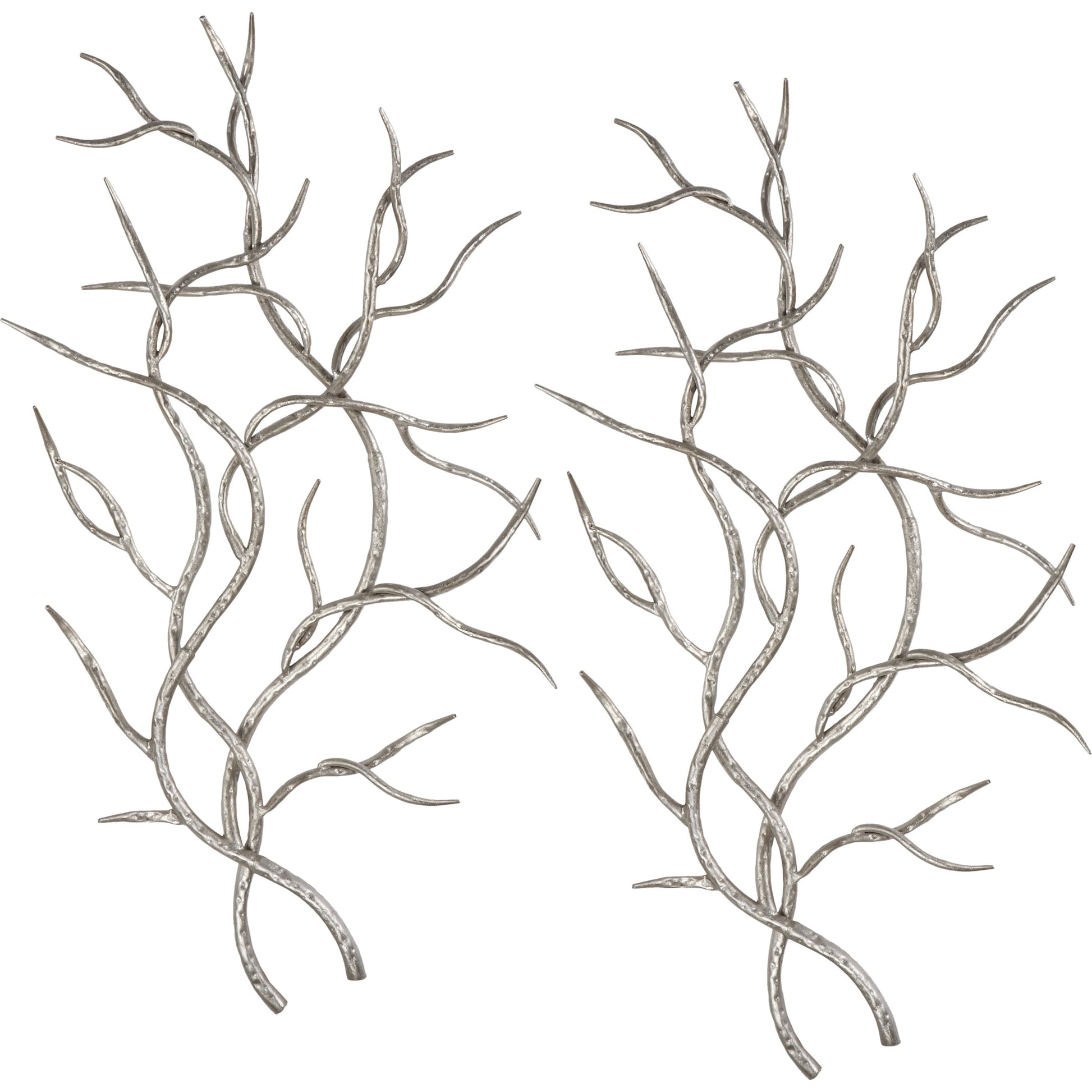 Silver Branches Wall Art (Set of 2) by Uttermost in multi and silver. Made from iron in a modern style.