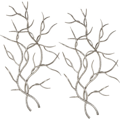 Silver Branches Wall Art (Set of 2) by Uttermost in multi and silver. Made from iron in a modern style.