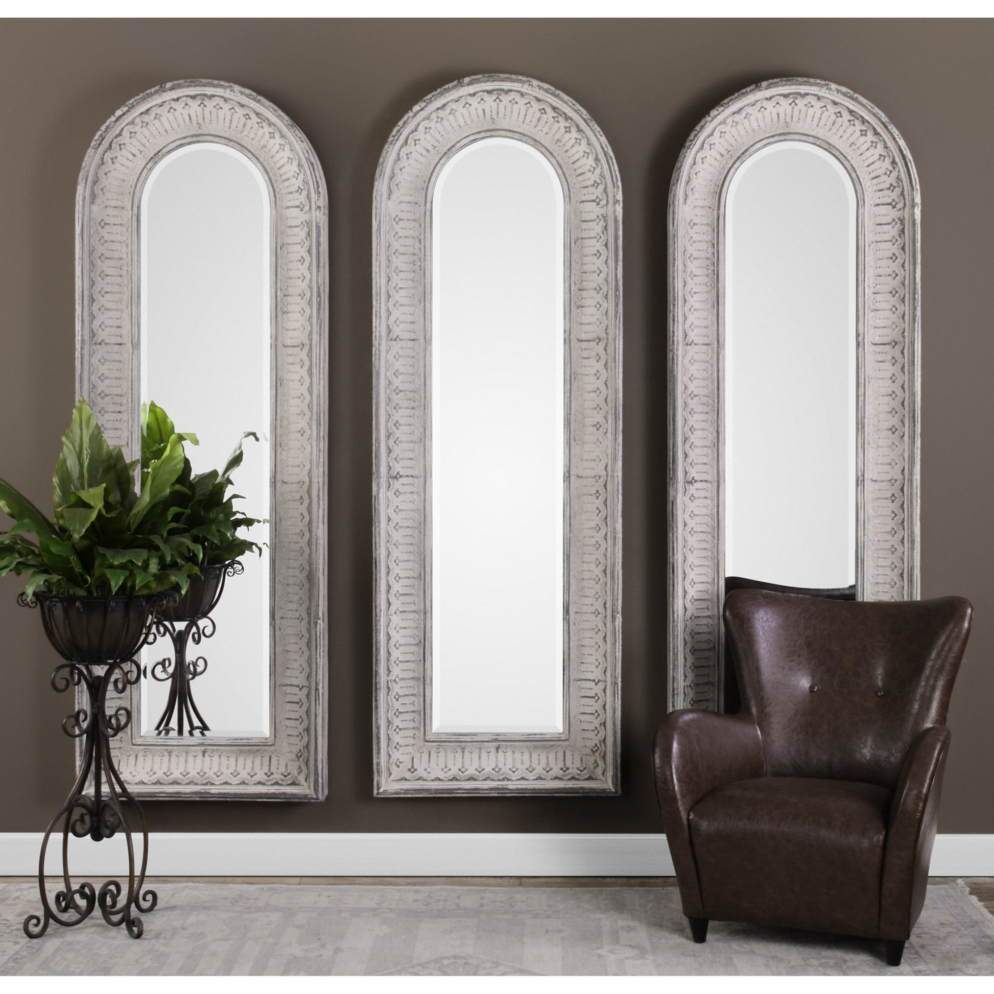 Argenton Arch Mirror by Uttermost in gray. Made from glass, iron, mdf in a cottage & farmhouse style.