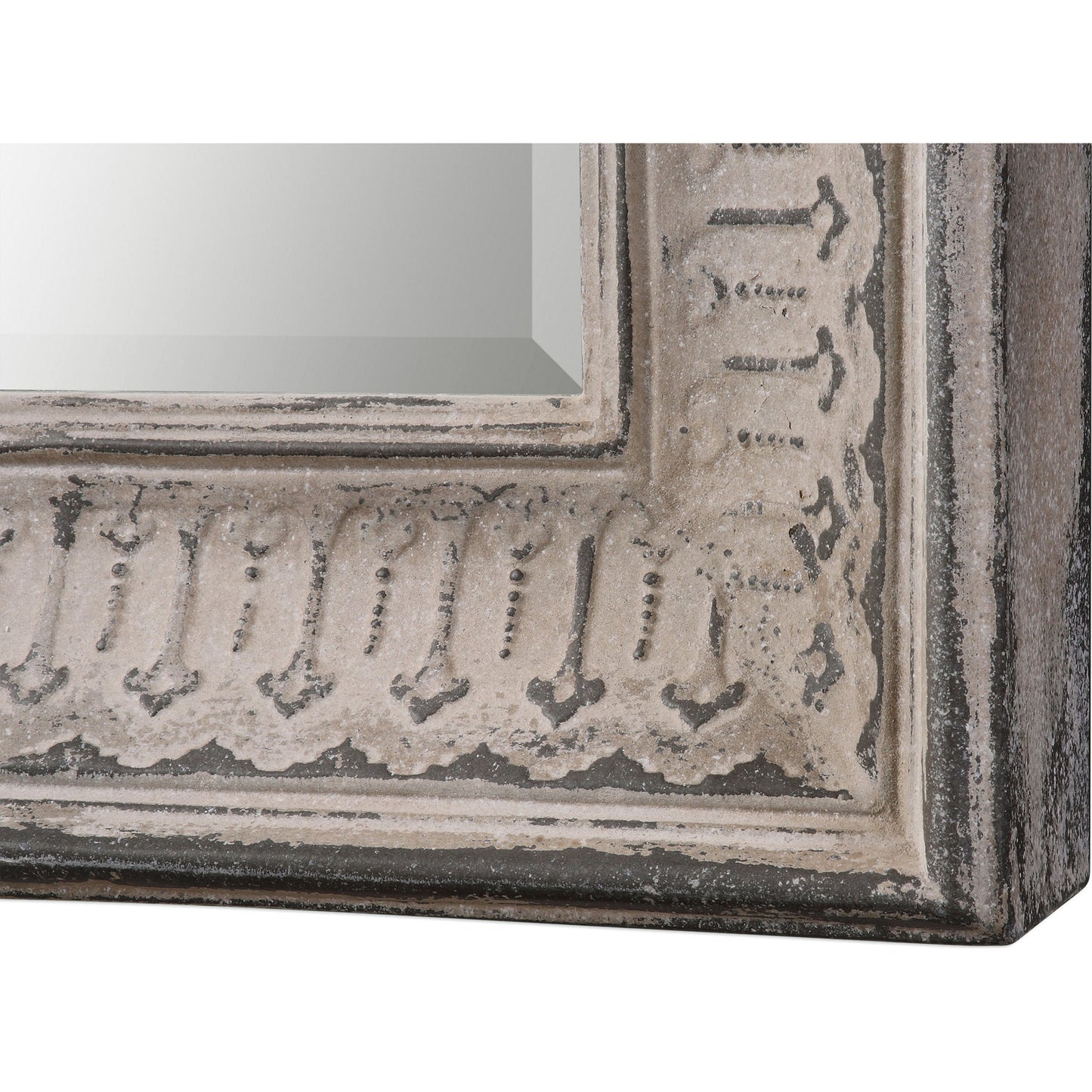004 S-251802 | Closeup | Argenton Arch Mirror by Uttermost in gray. Made from glass, iron, mdf in a cottage & farmhouse style.