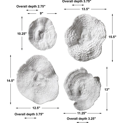 Sea Coral Wall Art (Set of 4) by Uttermost in multi. Made from polyresin in a coastal style.