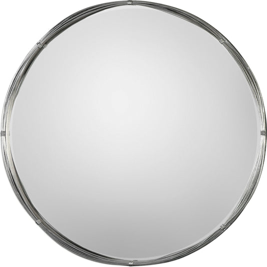 Ohmer Round Metal Coils Mirror by Uttermost in metal. Made from mirror, metal, mdf in a modern style.