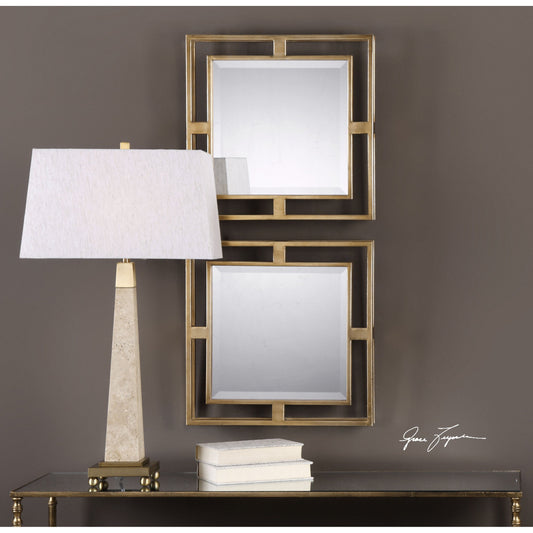 Allick Mirrors (Set of 2) by Uttermost in gold. Made from metal, mirror, mdf in a transitional style.
