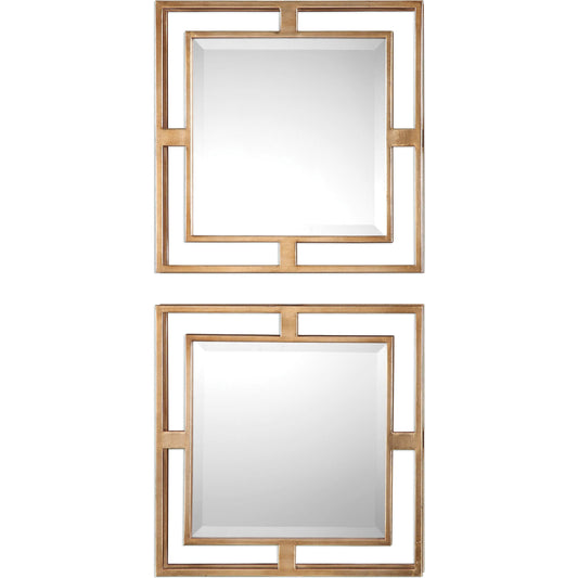 Allick Mirrors (Set of 2) by Uttermost in gold. Made from metal, mirror, mdf in a transitional style.