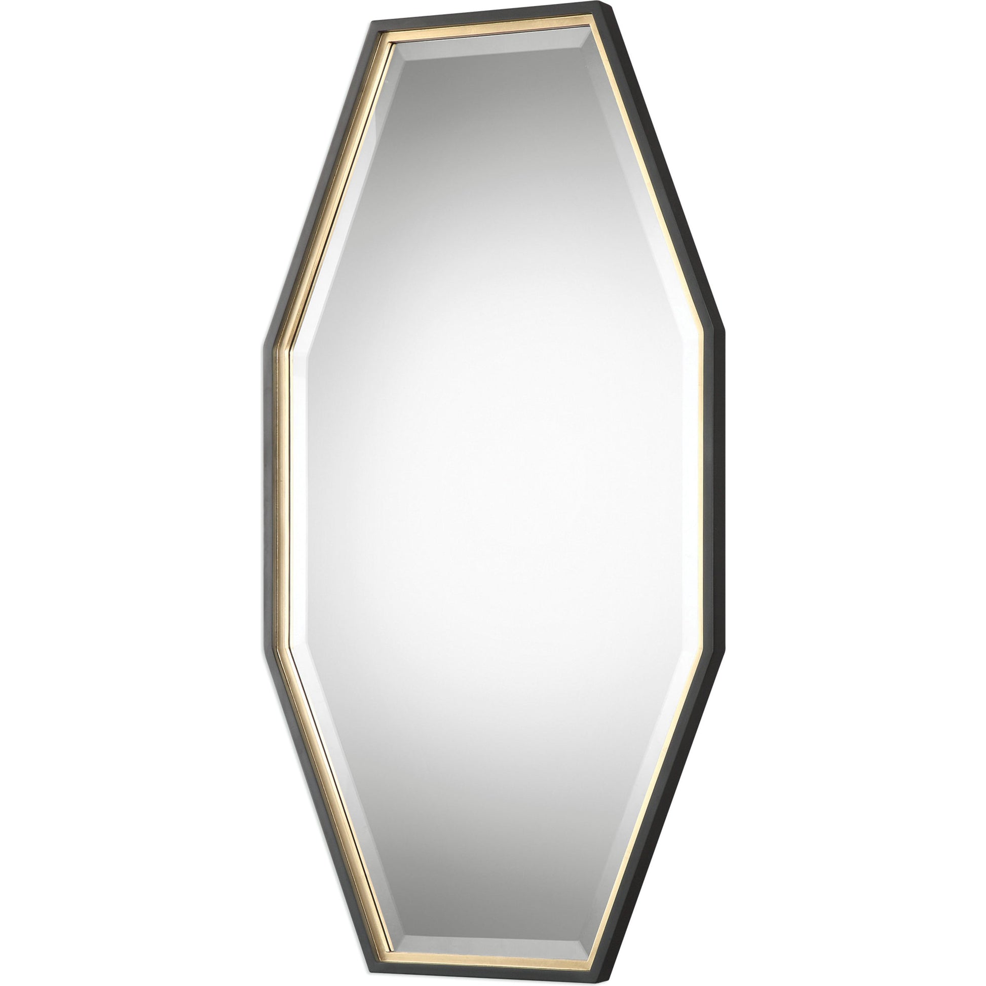 Savion Gold Octagon Mirror by Uttermost in gold. Made from pine, mdf, glass in a modern style.